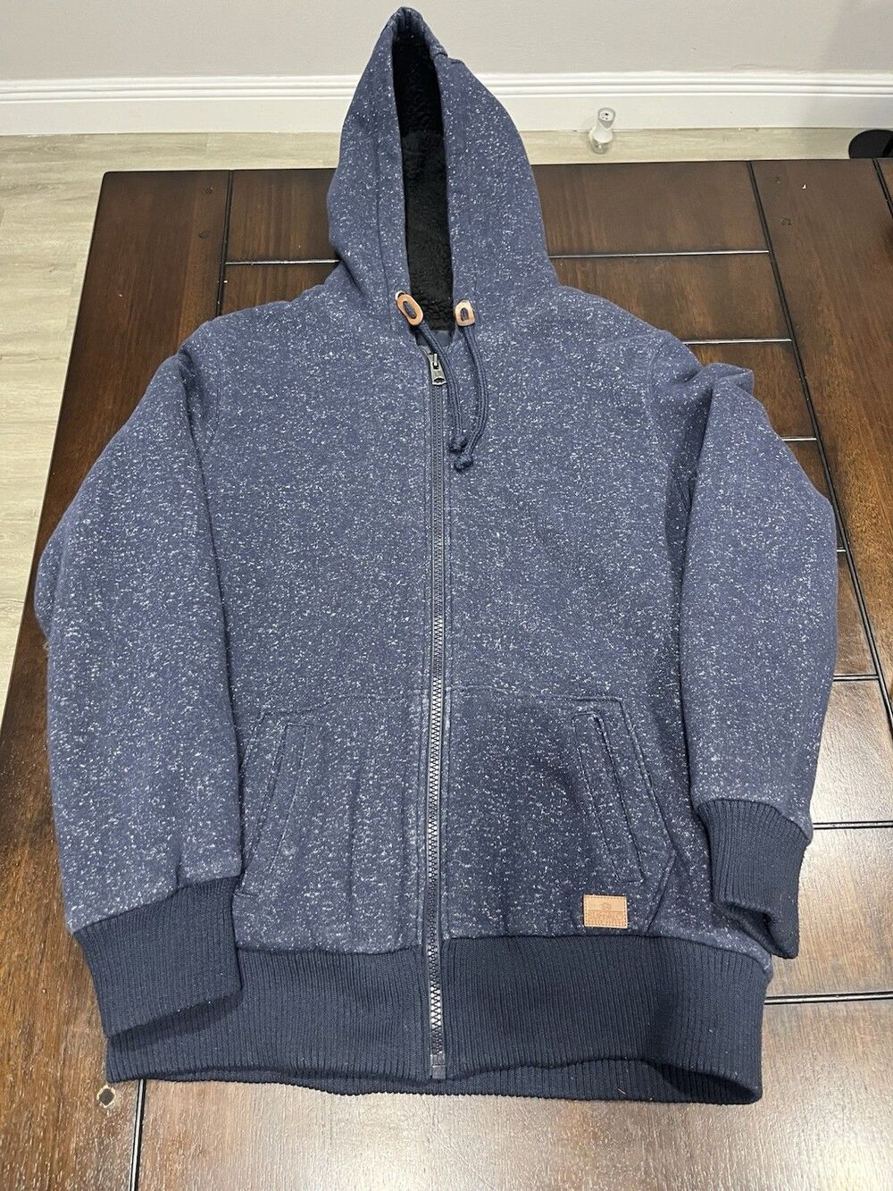 Buffalo David Bitton Men's XL Sherpa Lined Full Zip Hoodie Jacket Navy Blue
